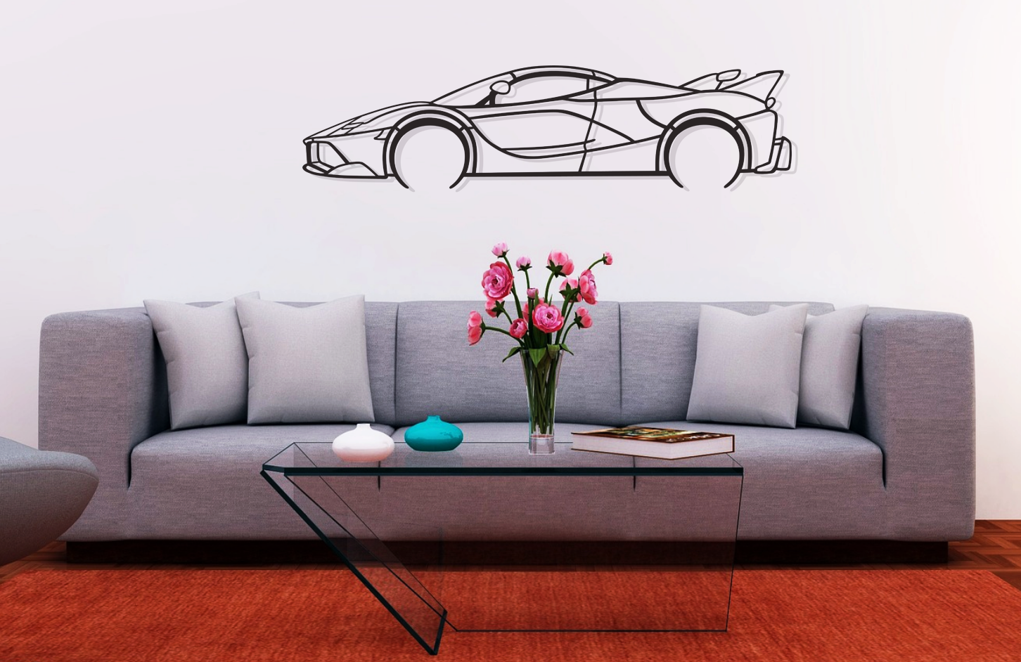 v8 wall art, large metal wall art, large car wall art, supercar silhouette, FXX Evo metal wall art gift, Ferrari wall art, automotive metal wall art, car sign gift, metal car sign, FXX Evo wall art